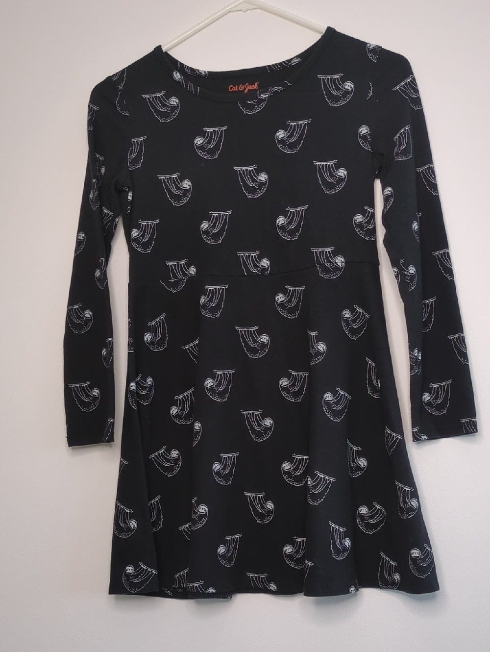 Cat & Jack | Sloth Print Black Knit Dress | L (10-12)